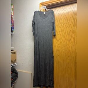 Gray Long Sleeve Maxi Bodycon Dress